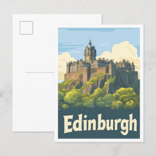 Cartão Postal Ilustração da Viagens vintage de Edimburgo na Escó
