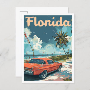 Cartão Postal Ilustração da Viagens vintage de Miami Florida