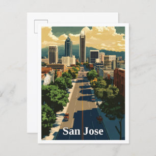Cartão Postal Ilustração da Viagens vintage de San Jose Californ
