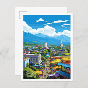 Cartão Postal Ilustração da Viagens vintage de San Jose Costa Ri