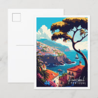 ilustração da viagens vintage do Funchal Portugal