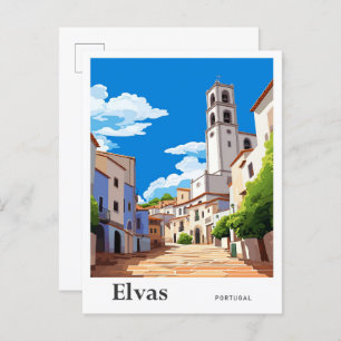 Cartão Postal Ilustração da Viagens vintage Elvas Portugal