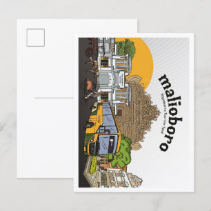 Cartão Postal Ilustração da Viagens vintage Malioboro Yogyakarta