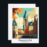 Cartão Postal Ilustração da Viagens vintage nos Países Baixos de<br><div class="desc">Ilustração de pintura em Viagens vintage de arte neerlandesa de Maastricht</div>