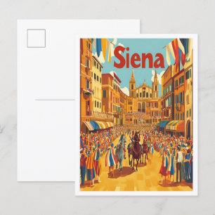 Cartão Postal Ilustração da Viagens vintage Siena Itália