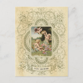 Cartão Postal Ilustração da Vintage de Cherub Dia de os namorado