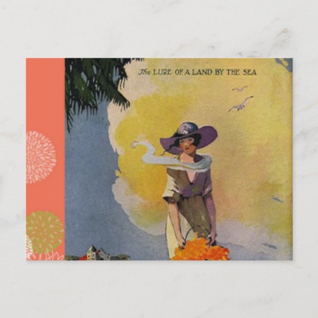 Cartão Postal Ilustração Da Vintage Dos Anos 1900: Pelo Mar (Frente)