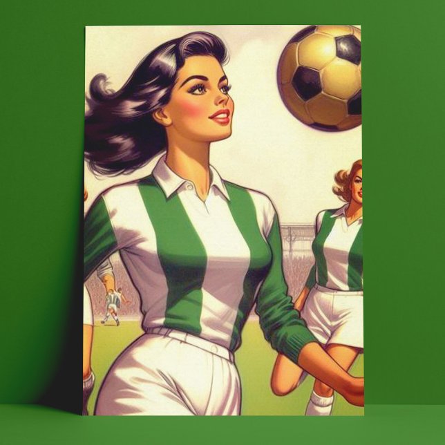 Cartão Postal Ilustração da Vintage Soccer Girl (Criador carregado)