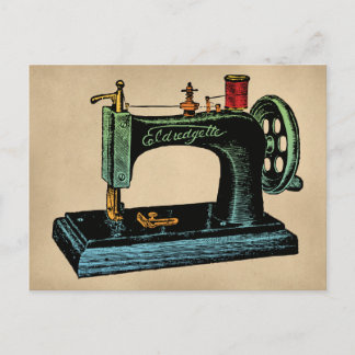 Cartão Postal Ilustração da Vintagem da Máquina de Costura