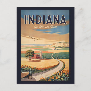Cartão Postal Ilustração da Zona Rural de Indiana Arte de Viagem