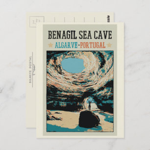 Cartão Postal Ilustração das cavernas do Benagil Algarve Portuga