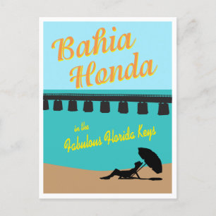 Cartão Postal Ilustração das Chaves da Bahia Honda Florida