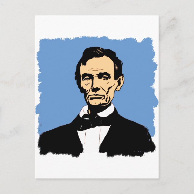 Cartão Postal Ilustração de Abraham Lincoln em Azul (Frente)