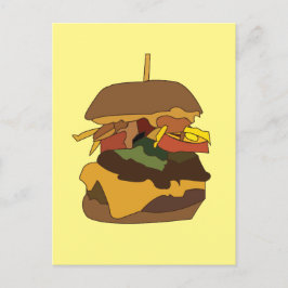 Cartão Postal Ilustração de Amor Burger Hamburger Burger
