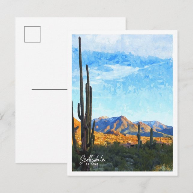 Cartão Postal Ilustração de Aquarela de Arizona Scottsdale (Frente/Verso)