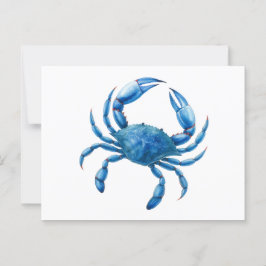 Cartão Postal Ilustração de Aquarela de Caranguejo Azul - Vida n