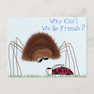 Cartão Postal Ilustração De Aranha E Ladybug