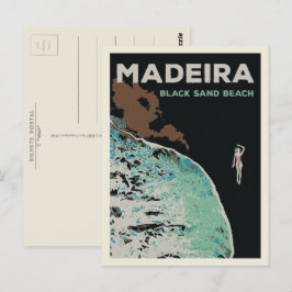 Cartão Postal Ilustração de areia negra da Madeira em Portugal