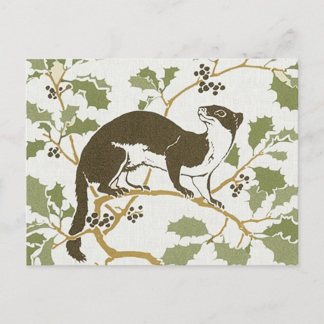 Cartão Postal Ilustração de Art Nouveau Wildlife - Mink (Frente)