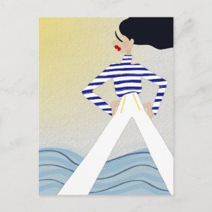 Cartão Postal Ilustração de Arte da Capitã Sailor Fashion