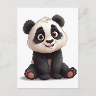 Cartão Postal Ilustração de Arte de Panda Sentado em Cartoon