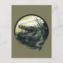 Ilustração de Arte de Pântano de Jacaré Feroz