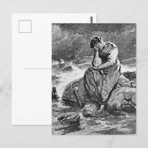 Cartão Postal Ilustração de arte de simpatia gótica triste mulhe