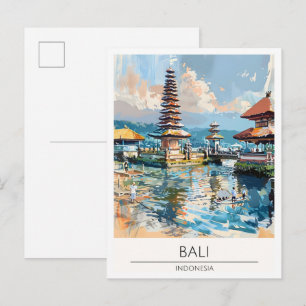Cartão Postal Ilustração de Arte de Viagem de Bali Indonésia