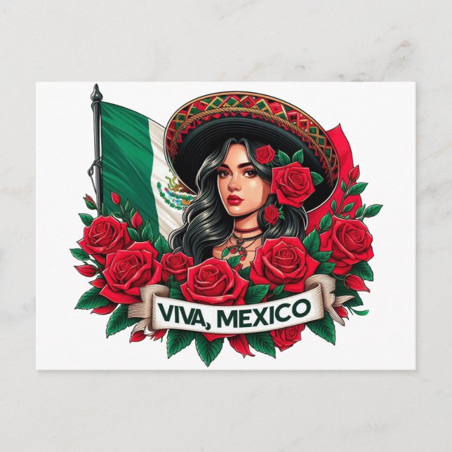 Cartão Postal Ilustração de arte do méxico Girl Viva (Frente)