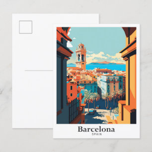 Cartão Postal Ilustração de arte Espanha de Barcelona
