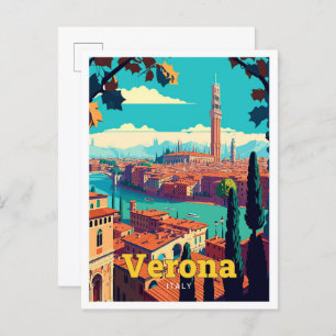 Cartão Postal Ilustração de arte Viagem da Verona Itália