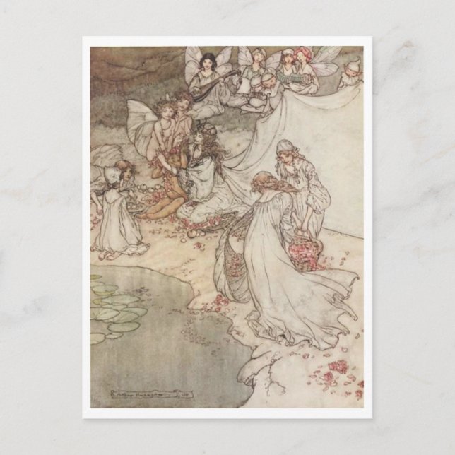 Cartão Postal Ilustração de Arthur Rackham Fairies (Frente)
