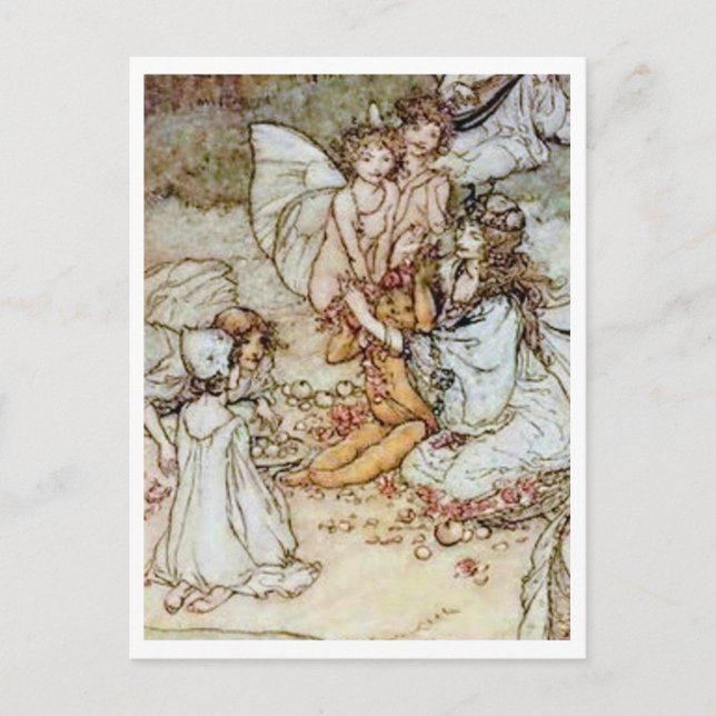 Cartão Postal Ilustração de Arthur Rackham Fairies (Frente)