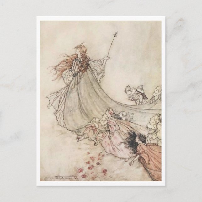 Cartão Postal Ilustração de Arthur Rackham Titania (Frente)