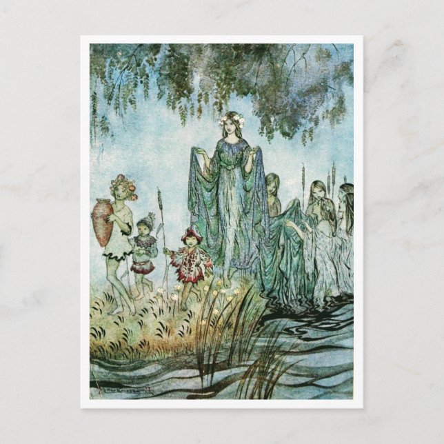 Cartão Postal Ilustração de Arthur Rackham Water Nymph (Frente)