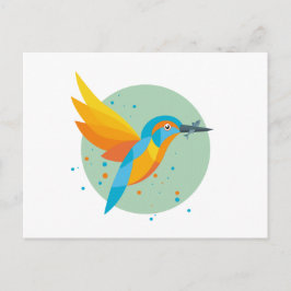 Cartão Postal Ilustração de aves - Kingfisher