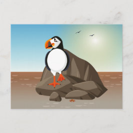 Cartão Postal Ilustração de aves - O Puffin, um pássaro marinho