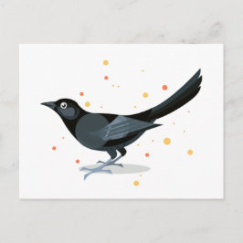 Cartão Postal Ilustração de aves - Pássaro preto