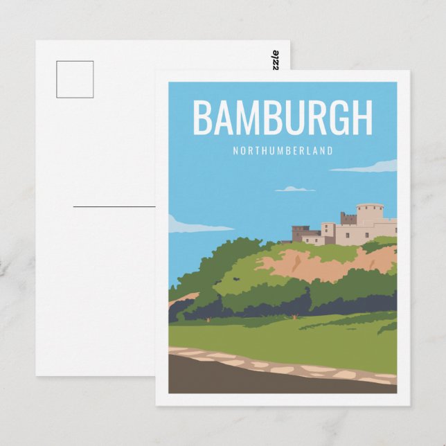 Cartão Postal Ilustração de Bamburg Northumberland Viagem Place (Frente/Verso)