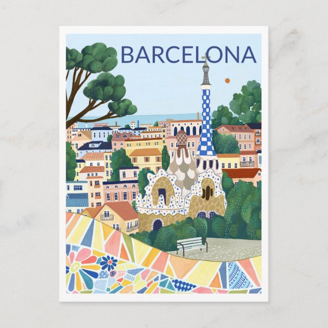 Cartão Postal Ilustração de Barcelona (Frente)