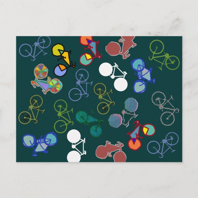 Cartão Postal ilustração de bicicletas (Frente)