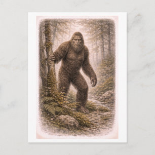 Cartão Postal Ilustração de Bigfoot em Estilo Vintage (Série de