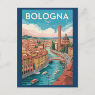 Cartão Postal Ilustração de Bolonha Itália Arte de Viagem Vintag