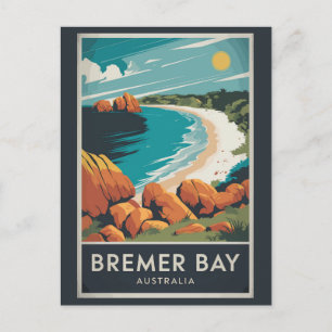 Cartão Postal Ilustração de Bremer Bay Austrália Arte de Viagem 