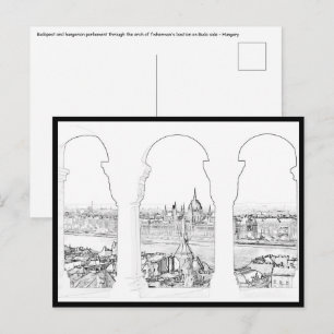Cartão Postal Ilustração de Budapeste e parlamento húngaro