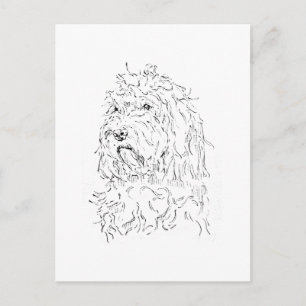 Cartão Postal Ilustração de Cachorro, Arte Fofa de Cockapoo