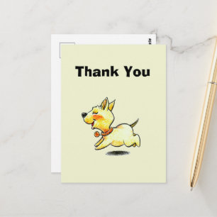 Cartão Postal Ilustração de Cachorro Correndo Fofo Obrigado
