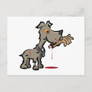 Cartão Postal Ilustração de Cachorro Zombie por Mortos Diário