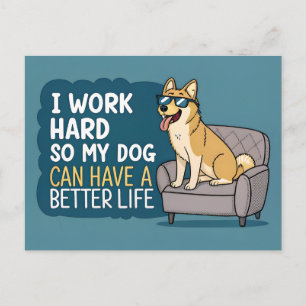 Cartão Postal Ilustração de Cadeira de Cachorro Shiba Inu Engraç