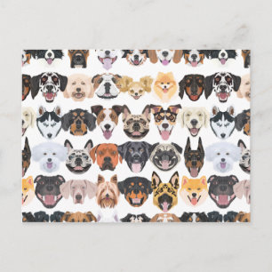 Cartão Postal Ilustração de cães felizes sem costura